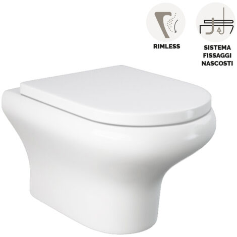 Vaso Sospeso Compact/Ninfea Rimless Fissaggio Nascosto