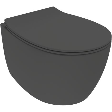Vaso sospeso nero opaco con sedile e profondità di 51 cm Ercos Kite BCKTEKVASO0001  Nero opaco