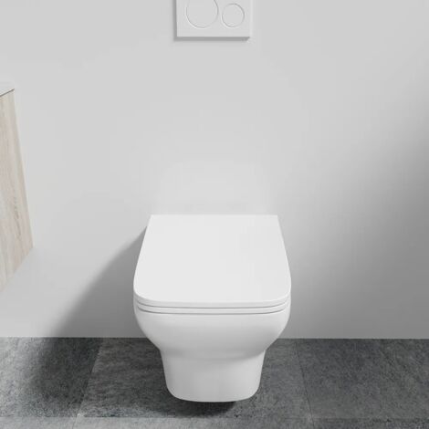 Vaso Sospeso Rimless in Ceramica Bianco Lucido con Sedile Soft-close Mod. Havana