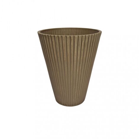 Vaso tondo a righe da esterno giardino in fibra di argilla Caprifoglio -  Tan