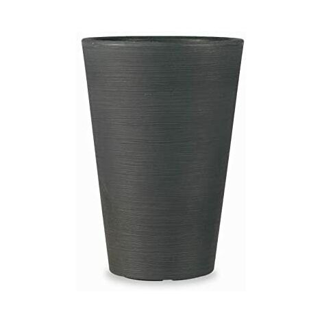 Vaso tondo alto in resina "Lilium" H 76cm ELBI  moderno effetto rigato - Colore: Antracite