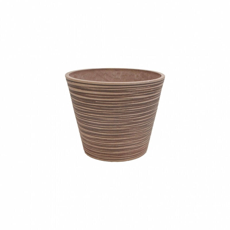 Gardeness - Vaso tondo basso da giardino in fibra di argilla 34x34x34 cm Ginestra - Tan