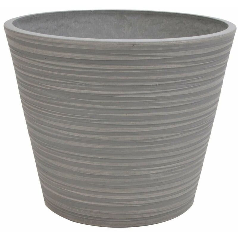 Vaso tondo basso da giardino in fibra di argilla 34x34x34 cm Ginestra - Black