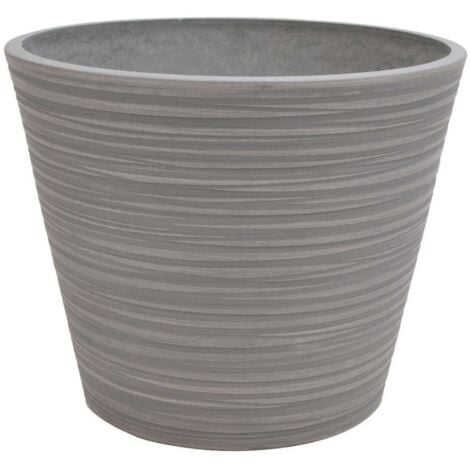 Vaso tondo basso da giardino in fibra di argilla 34x34x34 cm Ginestra -  White
