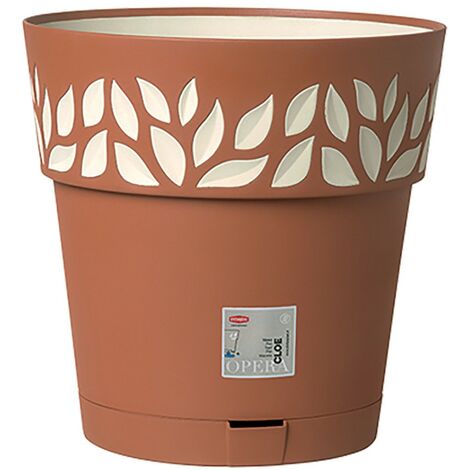 VASO TONDO 'CLOE' ø 15 x h.15 - bianco/travertino