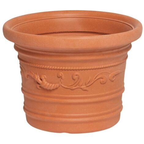 Vaso Tondo Festonato Prestige in Resina Hdpe Cm.35X26H colore Terracotta
