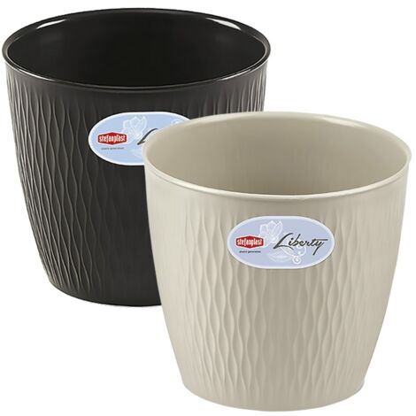 Vaso tondo in polipropilene Liberty senza sottovaso - Misure e colore: Ø 30 x h.27 - stone grey