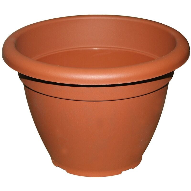 Deroma - Vaso tondo in resina color terracotta Tivola De-Roma - altezza 14 cm - diametro 20 cm