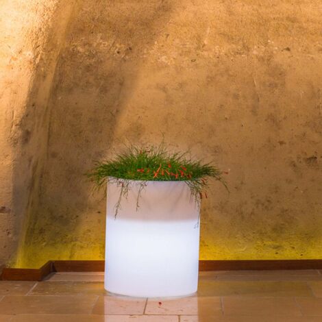 VASO TONDO 'VENUSIO LAMP' Ø cm 40xh.50 lt.16 ghiac./luce bia.