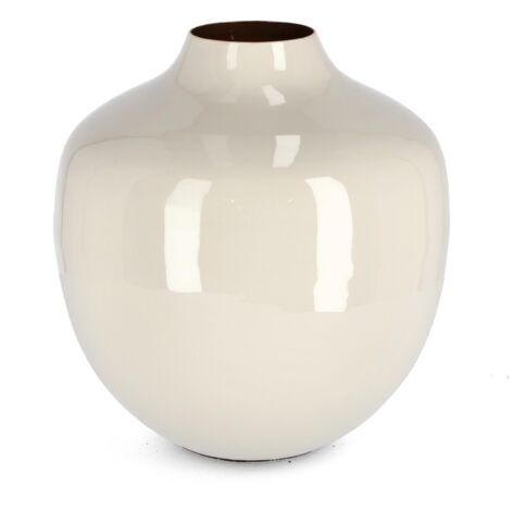 Vaso velma beige in metallo solo  per uso decorativo -Ø 15 x h 19 cm