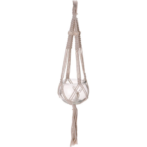 VASO VETRO PENSILE MACRAME 55CM