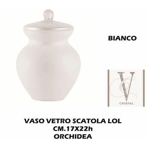 VASO PORTA CONFETTI IN VETRO CON FIORI IN CRISTALLO CM Ø 32 - H 42 colore  Trasparente