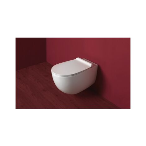 Vaso vignoni sospeso bianco lucido VI18 rimless completo di set di fissaggio f85 Coprivaso non incluso