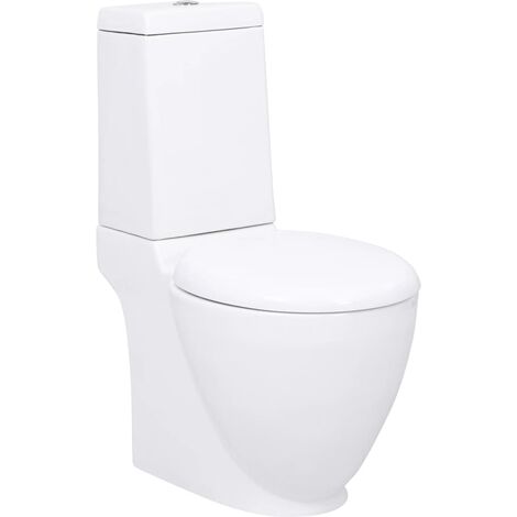 Vaso WC in Ceramica da Bagno Rotondo Bianco