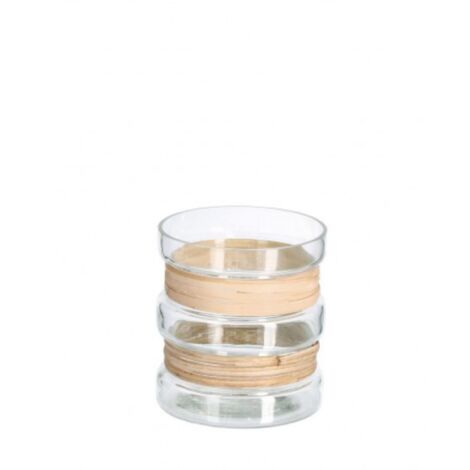 Vaso "zhob" naturale in vetro lavorato a mano -Ø8x9h