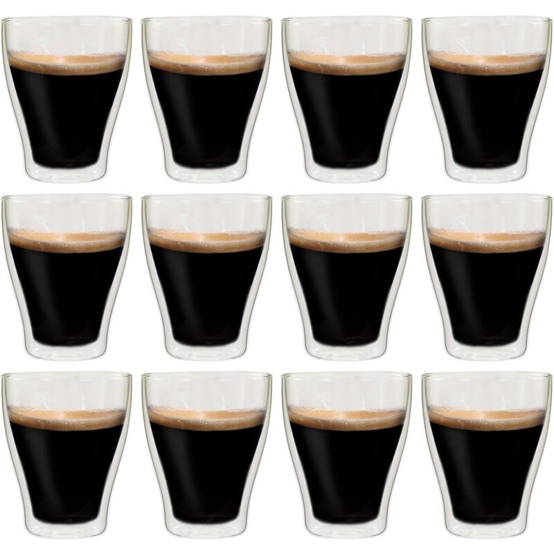 

Happyshopping - Vasos de cristal termico doble pared cafe con leche 12uds 370ml