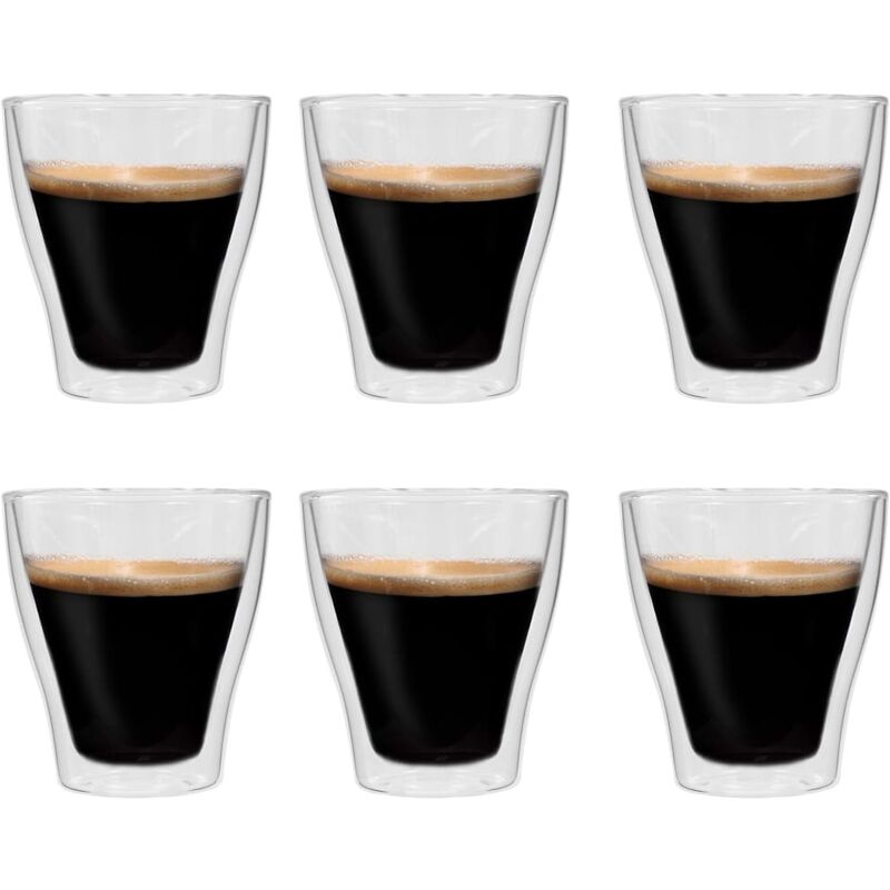 

Happyshopping - Vasos de cristal termico doble pared cafe con leche 6 uds 280ml