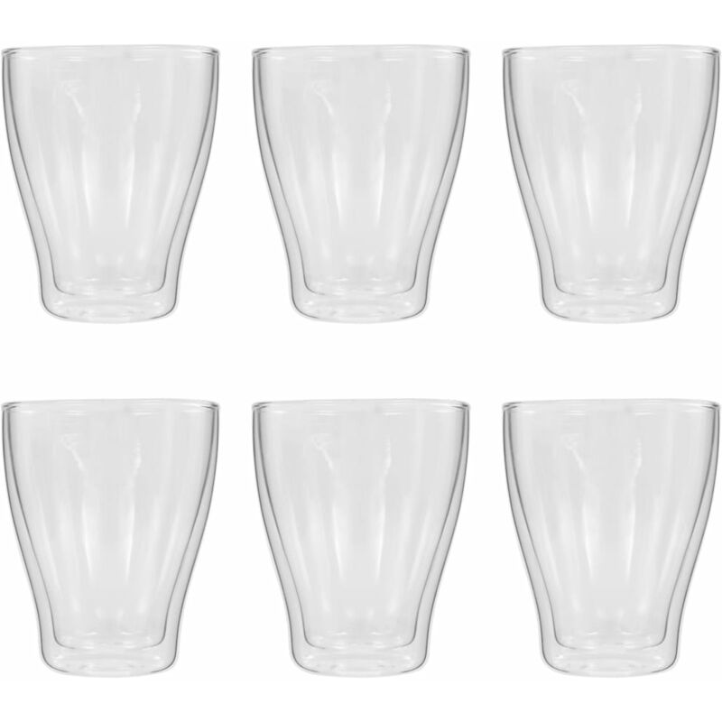 

Happyshopping - Vasos de cristal termico doble pared cafe con leche 6 uds 370ml