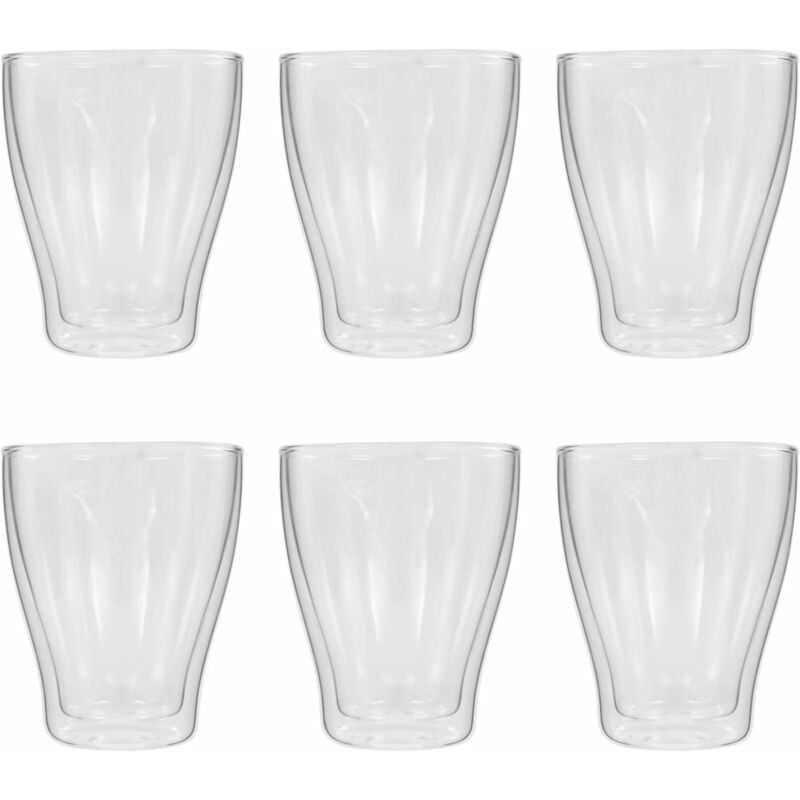 

Vasos de cristal termico doble pared cafe con leche 6 uds 370ml