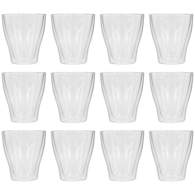 

vidaXL Vasos de Cristal Térmico Doble Pared Café con Leche 12 Unidades 280ml - Transparente