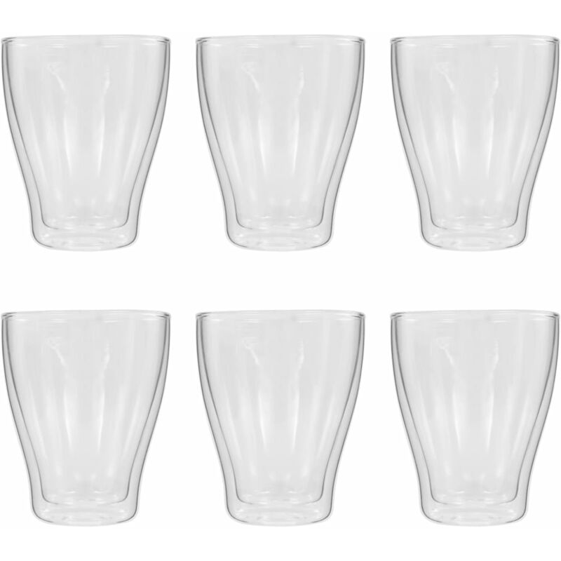 

vidaXL Vasos de Cristal Térmico Doble Pared Café con Leche 6 Unidades 370ml - Transparente