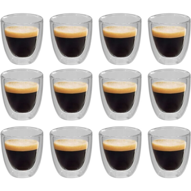 

Happyshopping - Vasos de cristal termico doble pared para cafe 12 uds 80 ml