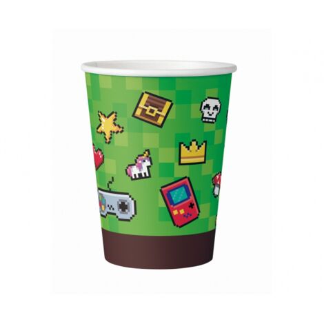 Vasos de papel Pixels Game On, 200 ml, 6 uds.