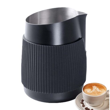 vasos para espumar leche, una jarra para espumar leche, una jarra para vaporizar con una taza de capuchino de 420 ml, una jarra de acero inoxidable para espumar leche para espresso y capuchino