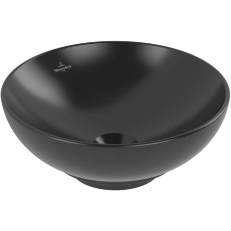 Vasque 38 x 38 ronde à poser VILLEROY ET BOCH Loop & Friends non meulé Ebony avec trop plein