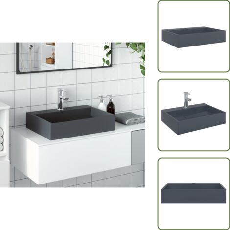 Vasque 50x38x11 cm fonte minérale/marbre anthracite - Vasque - Vasques - Vasque De Comptoir - Lavabo De Comptoir