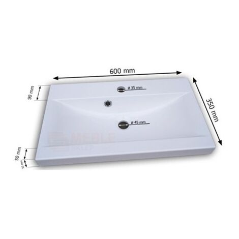 Vasque 60cm collection RAVEN, coloris blanc