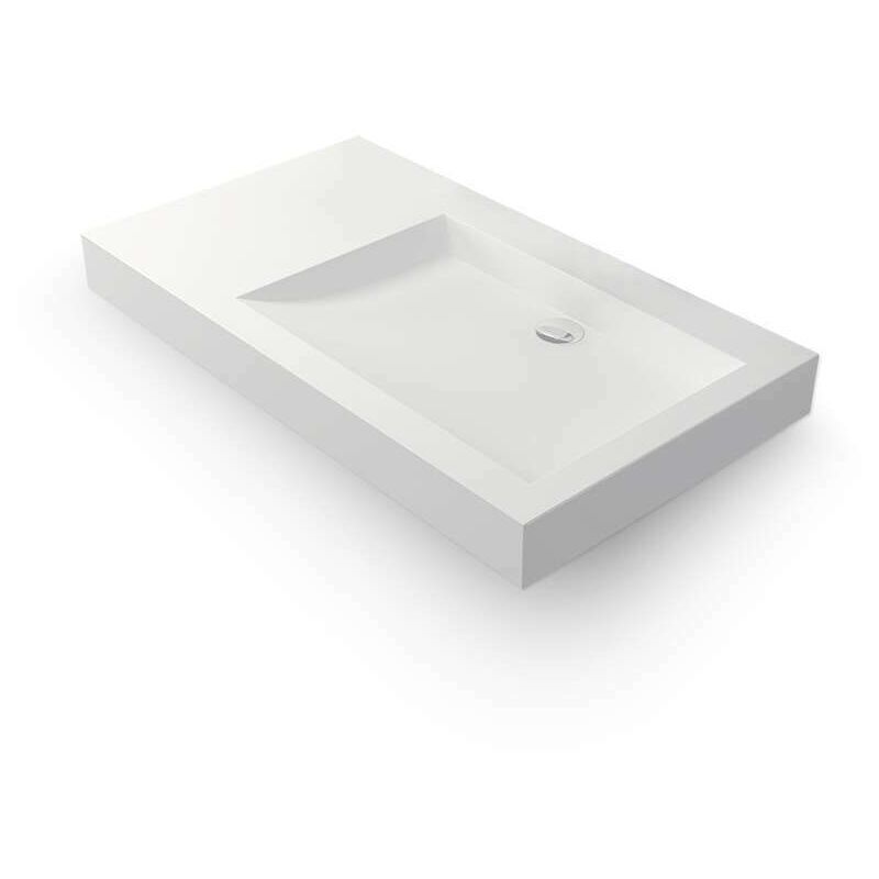 Ambra - Vasque salle de bain 80 cm suspendue blanche sans percement en Solid surface - Passoa ii d