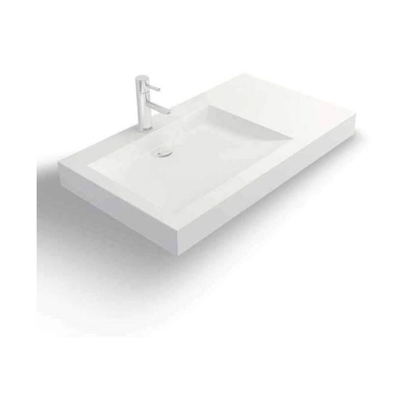 

Lavabo de 80 cm suspendido o sobre encimera, en Solid surface - Passoa