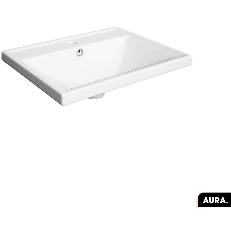 Vasque à encastrer avec siphon offert aura Blanc 62 × 5 × 41