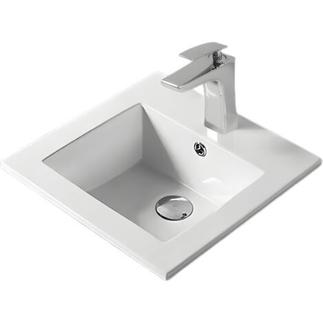Vasque à encastrer rectangulaire - 41,5 x 41,5 cm - Blanc - VELIA