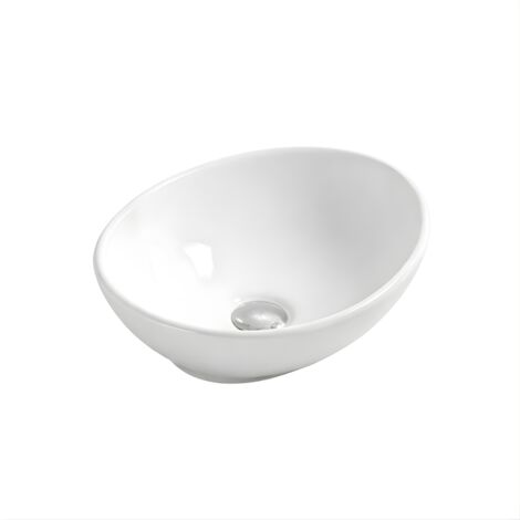 Vasque à poser arrondie -40 x 33 cm -Blanc brillant -VERA