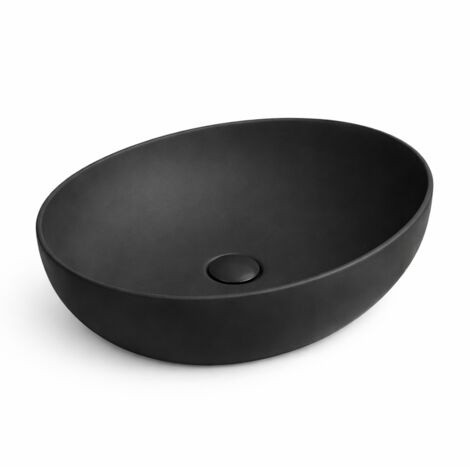 Vasque à poser arrondie -52 x 39 cm -Noir mat -ELORA