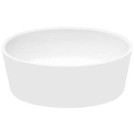 Vasque à poser blanc mat avec bonde chrome UNIQUA