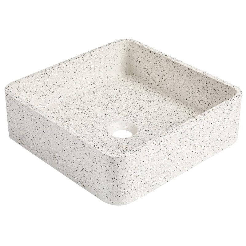 Vente-unique - Vasque à poser carrée en terrazzo - L39 x l39 cm - stochi