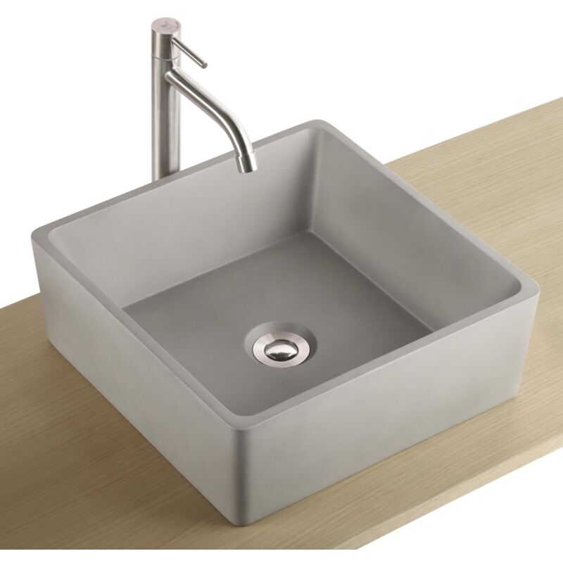 Vasque à poser carrée gris clair béton line