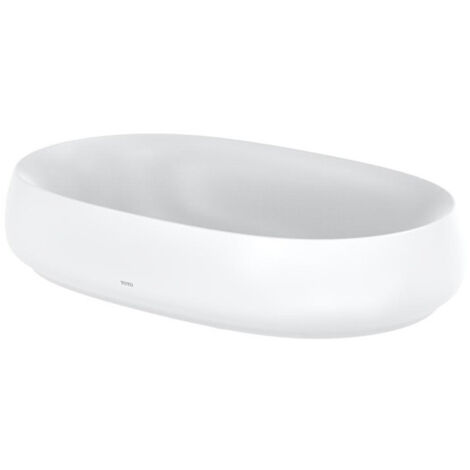 Vasque à poser CE sans trou pour robinetterie, avec trop-plein blanc mat 600 mm, avec robinet à tige, rond TOTO