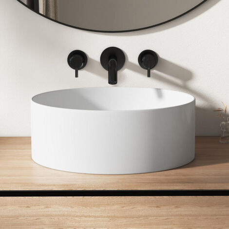 Vasque à poser céramique carrée blanche 41,5 x 41,5 x 15 cm – Surface ultra-lisse anti-taches – ERIVB031 – Eridanus