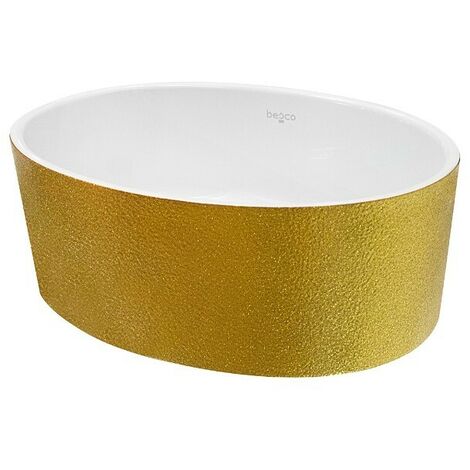 Vasque à poser doré GLAM avec bonde blanc UNIQUA