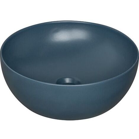 Vasque à poser Elanda 400x400mm céramique sans trou robinet Bleu royal mat