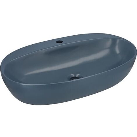Vasque à poser Elanda 700x440mm céramique avec trou robinetterie bleu royal