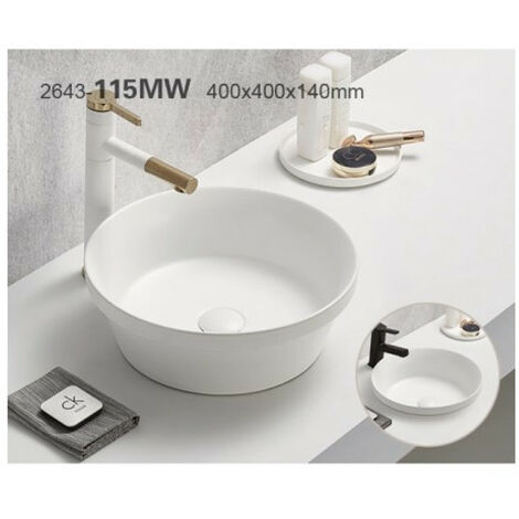 Vasque à poser en céramique blanche matte - D 40 cm - Gamme Mada - Livraison gratuite