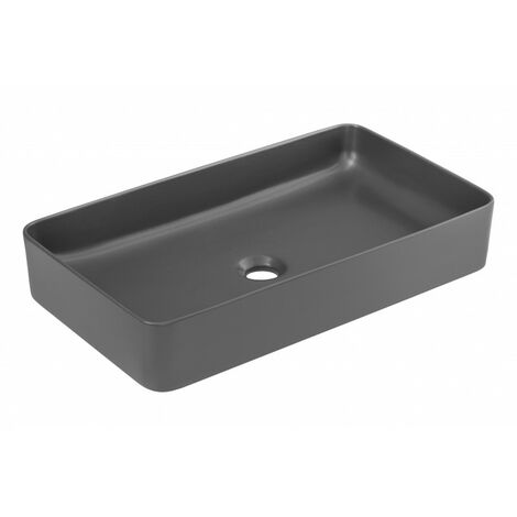 Vasque à poser en céramique - Gris - L 61 x P 34 x H 11 cm - Livraison gratuite
