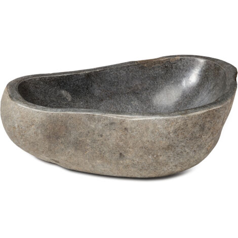 Vasque à poser en pierre naturelle – Format irrégulier galet de rivière – Dimensions non spécifiées – Pour salle de bain et espace bien-être