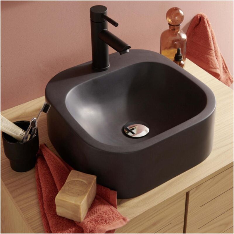 Vasque ovale à poser en résine noire 37 cm SIAN