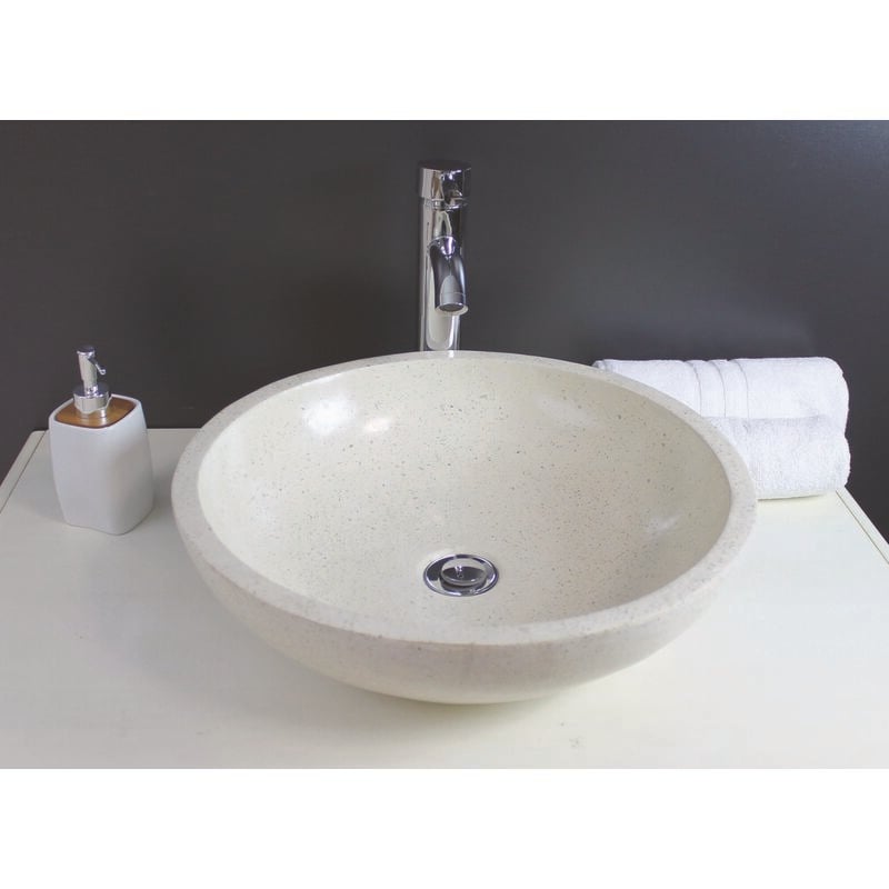 Ondee - Vasque bol à poser gela - 44cm - Crème - Terrazzo - Sans trop plein